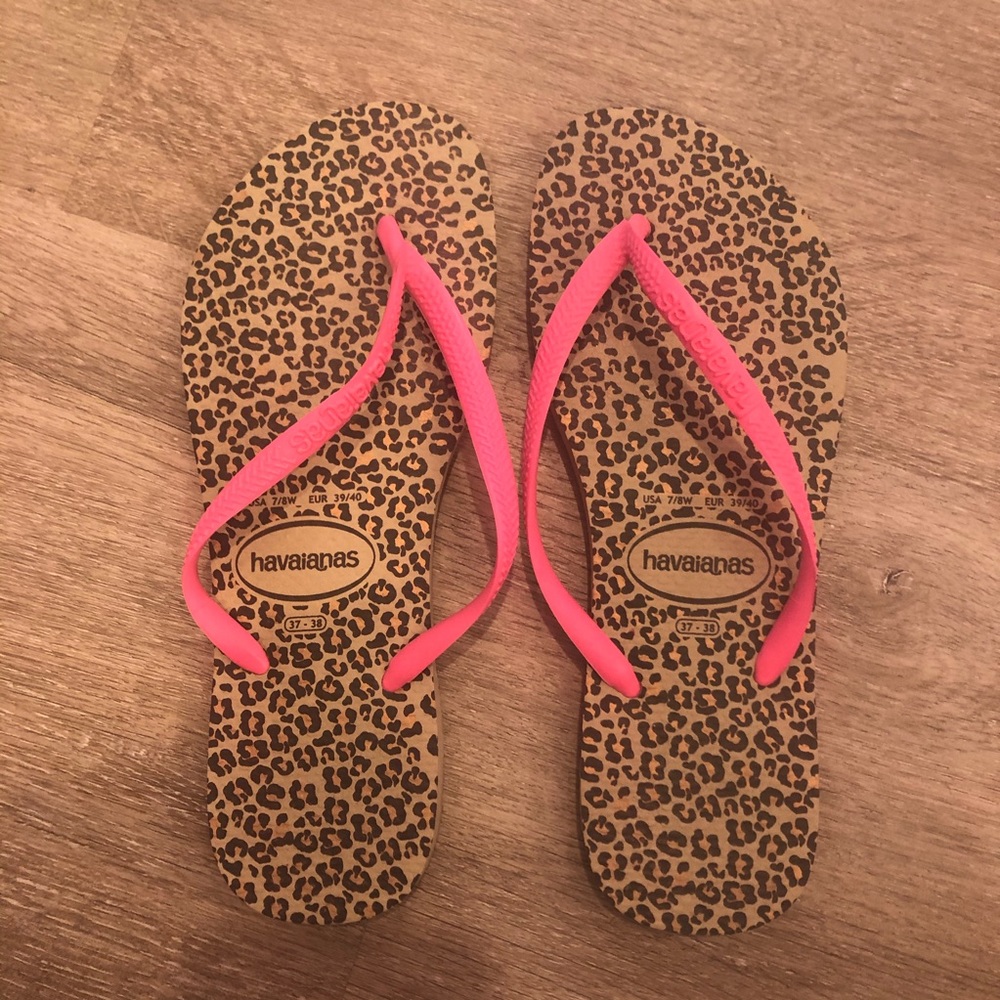 Pink Leopard Print Havaianas